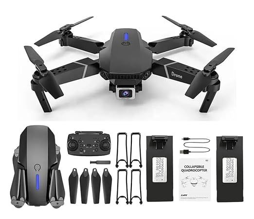 Ascetic Foldable GPS FPV Drone with 1080P HD 4k Camera Video record for Beginners, RC Quadcopter with GPS Return Home, Follow, Gesture Control, Auto Hover & 5G Wifi Transmission back Double Battery- Double Camera